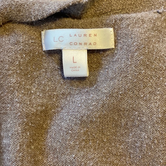 Lauren Conrad neutral cardigan with sheer cream accent and ties size large - Picture 4 of 6